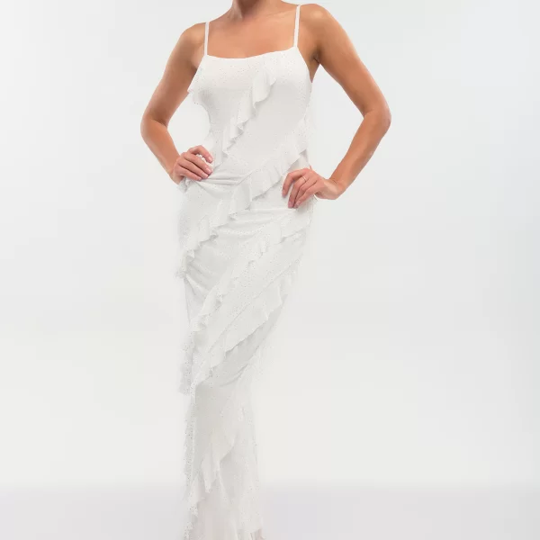  Φόρεμα Maxi Με Βολάν & Στρας