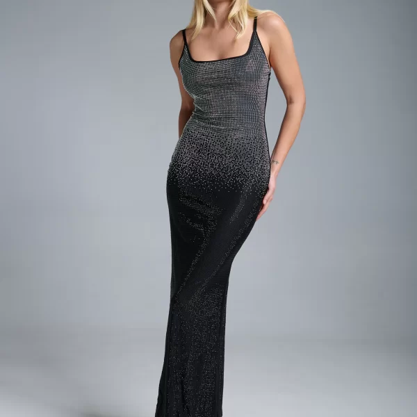  Φόρεμα Maxi Βodycon Με Τιράντες & Στρασάκια