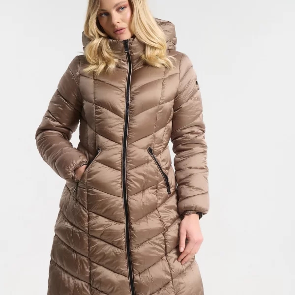  Μπουφάν Μακρύ Puffer Με Κουκούλα & Τσέπες