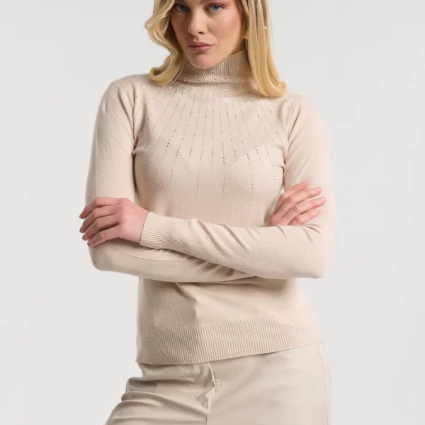  Μπλούζα Πλεκτή Ζιβάγκο Με Στρας