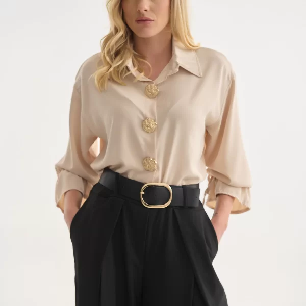  Πουκάμισο Με Χρυσά Διακοσμητικά & Balloon Μανίκια