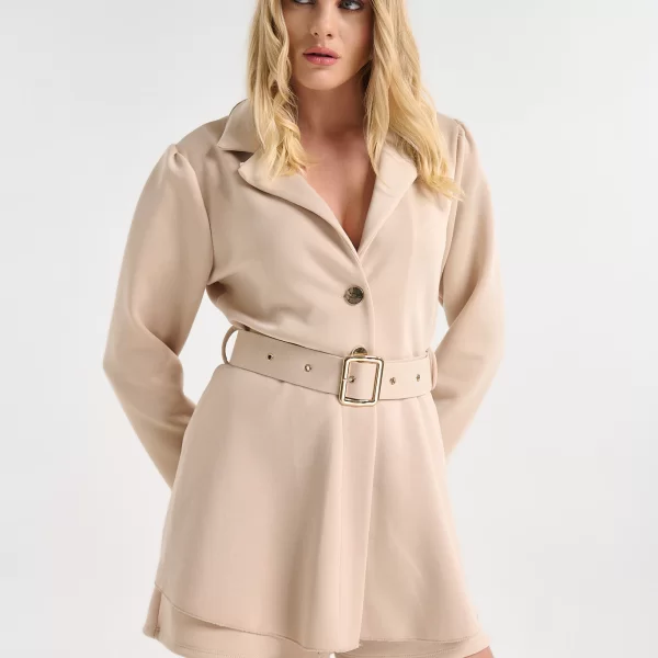  Ολόσωμο Σορτς Με Ζώνη & Γιακά