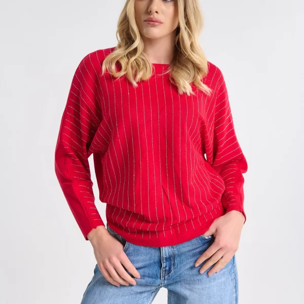  Μπλούζα Πλεκτή Με Λεπτομέρειες Στρας