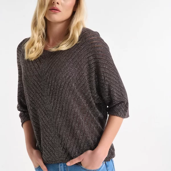  Μπλούζα Πλεκτή Με Λούρεξ Και Διακριτική Λάμψη