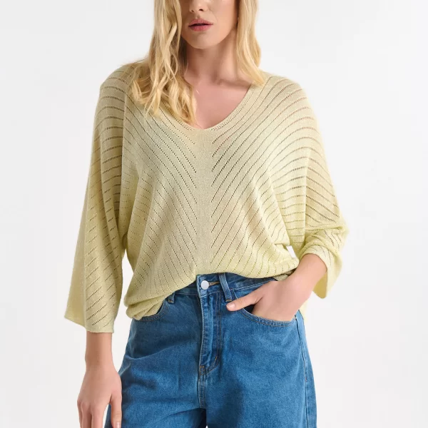  Μπλούζα Πλεκτή Με Λούρεξ Και Διακριτική Λάμψη