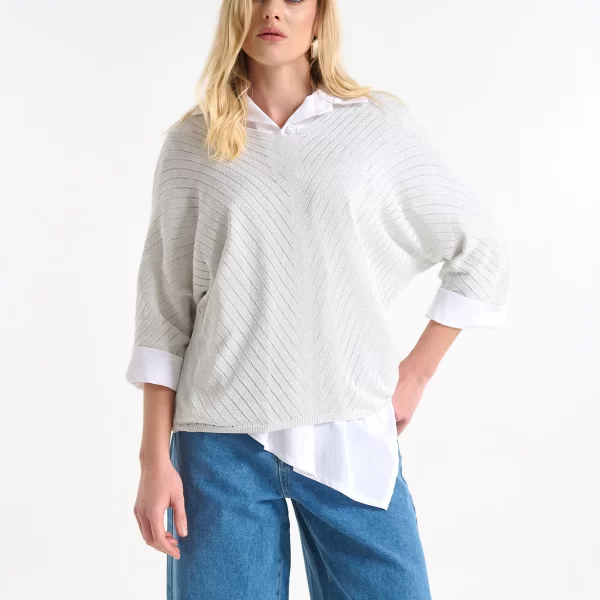  Μπλούζα Πλεκτή Με Λούρεξ Και Διακριτική Λάμψη