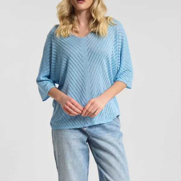  Μπλούζα Πλεκτή Με Λούρεξ Και Διακριτική Λάμψη