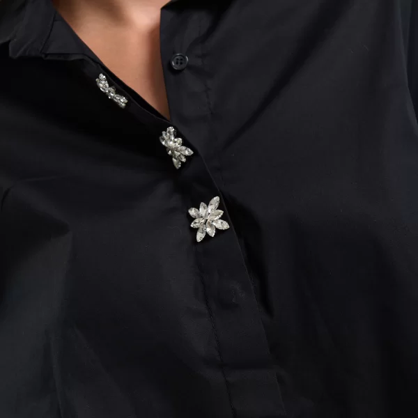  Πουκάμισο Ασύμμετρο Με Διακοσμητικά Κουμπιά