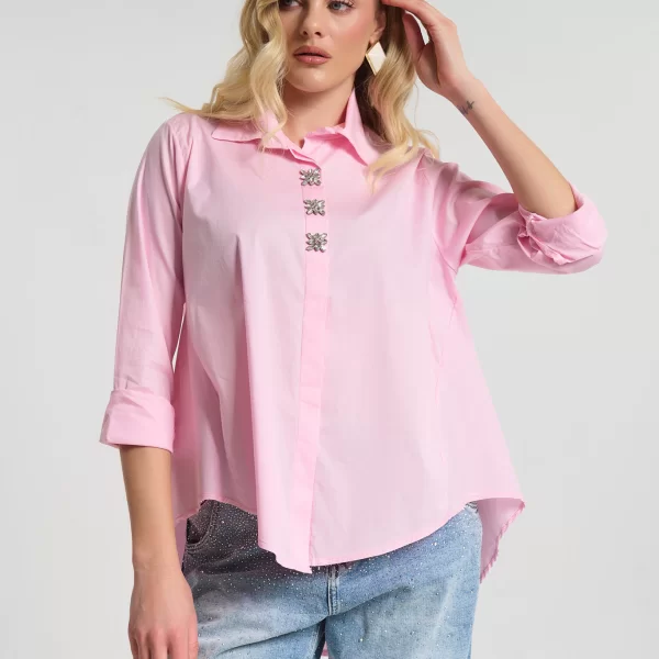  Πουκάμισο Ασύμμετρο Με Διακοσμητικά Κουμπιά