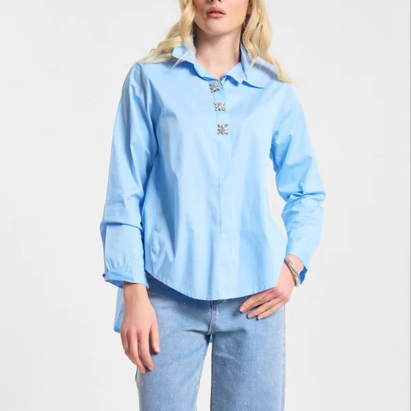  Πουκάμισο Ασύμμετρο Με Διακοσμητικά Κουμπιά