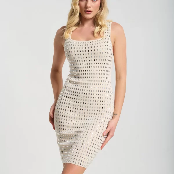  Φόρεμα Midi Αμάνικο Με Στρας