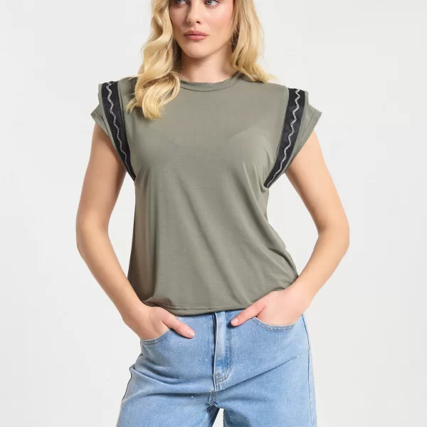  Μπλούζα Kellys Με Διακοσμητική Τρέσα Στα Μανίκια