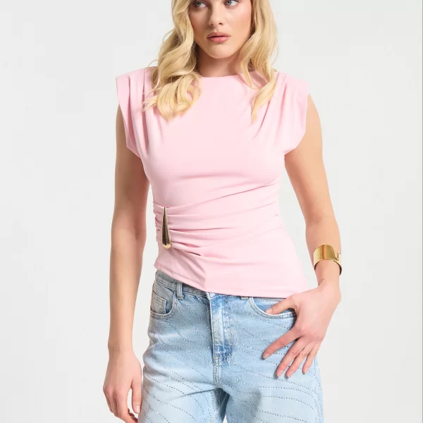  Μπλούζα Με Βάτες & Draped Λεπτομέρεια