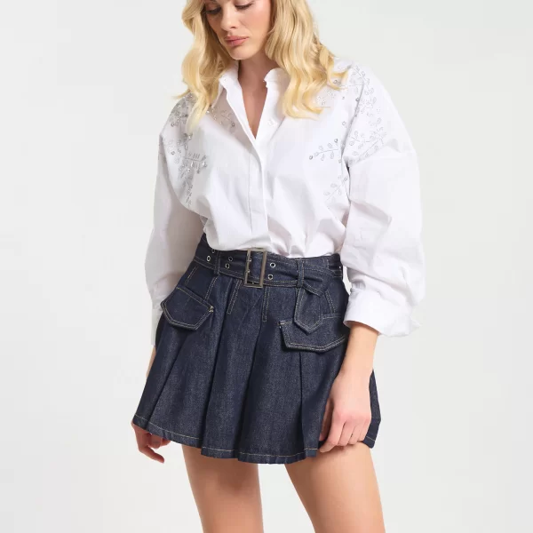  Πουκάμισο Με Λεπτομέρειες Φύλλα Στρας