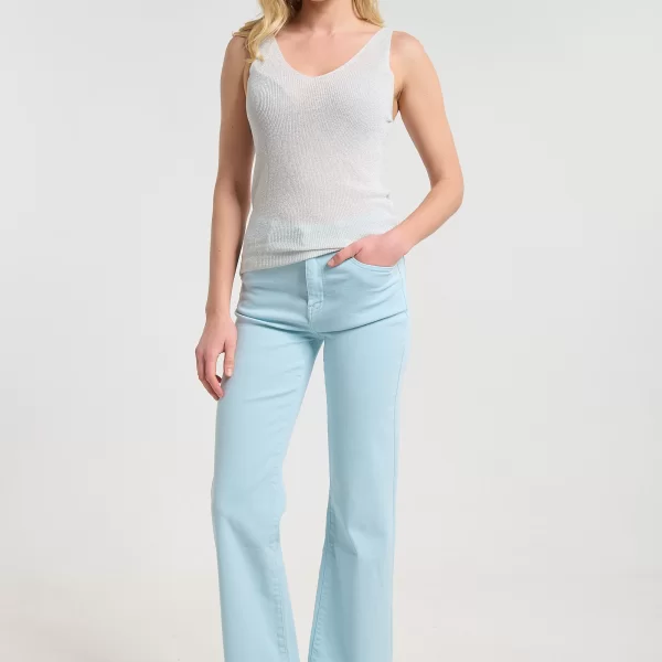  Τοπ Αμάνικο Lurex Με V Λαιμόκοψη