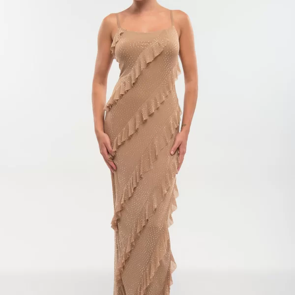  Φόρεμα Maxi Με Βολάν & Στρας