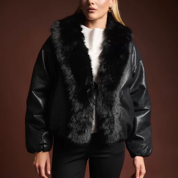  Μπουφάν Bomber Double Face Με Αποσπώμενη Γούνα