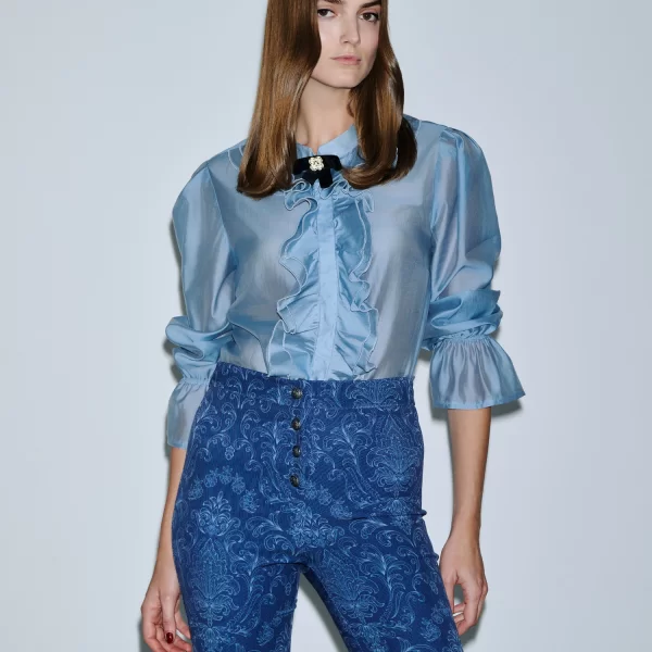  Πουκάμισο Με Βολάν & Διακοσμητική Καρφίτσα DEJAVU