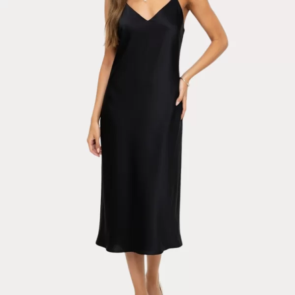Only ΦΟΡΕΜΑ ONLY 30 ARIS S/L MIDI DRESS WVN BLACK ONLY