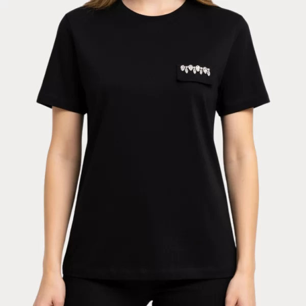 Only T-SHIRT ONLY CILLA S/S DETAIL TEE JRS BLACK POCKET FLAP ONLY