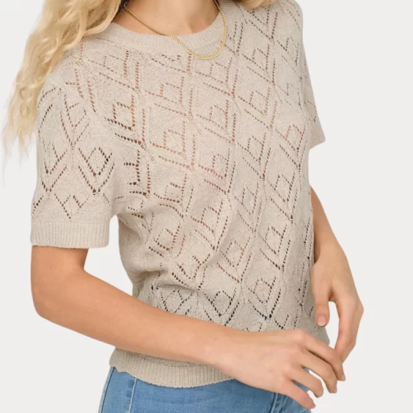 Only ΜΠΛΟΥΖΑ ONLY SUNNY S/S STRUCTURE PULLOVER KNT NCA BEIGE ONLY