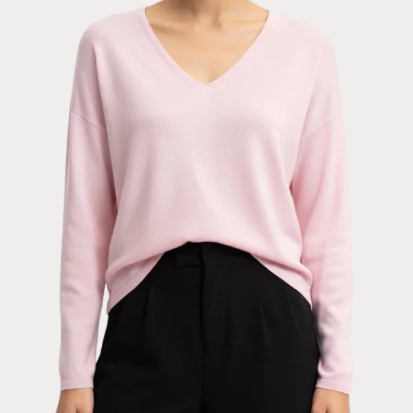 Only ΜΠΛΟΥΖΑ ONLY CHIANTI LIFE LS V-NECK KNT MOCH ROSE SMOKE ONLY