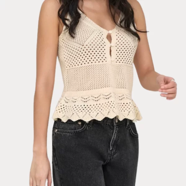 Only TOP ONLY LISON SL PEPLUM TOP KNT ECRU ONLY