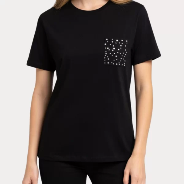 Only T-SHIRT ONLY CILLA S/S DETAIL TEE JRS BLACK POCKET ONLY