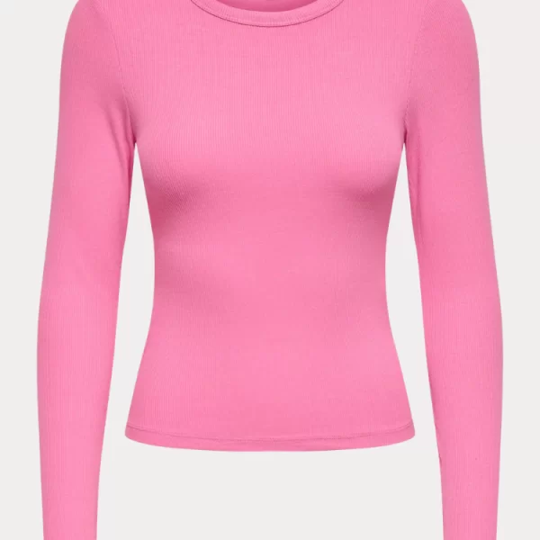 Only ΜΠΛΟΥΖΑ ONLY NORA L/S O NECK TOP CS JRS WILD ORCHID PINK ONLY