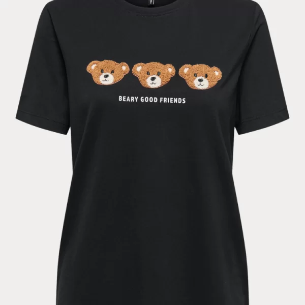 Only T-SHIRT ONLY TERESA REG S/S TEDDY BLACK ONLY