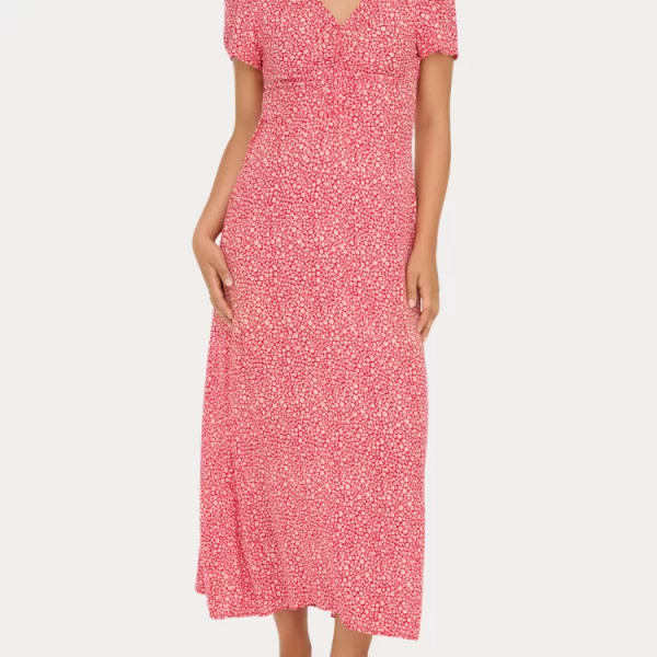 Only ΦΟΡΕΜΑ ONLY ANCONA SS V-NECK DRESS MOCH WVN HIGH RISK RED ONLY