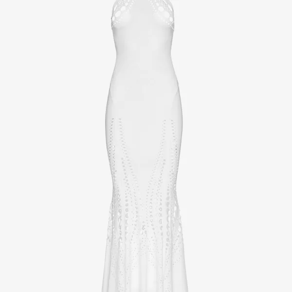 Cutcuutur Maxi Mesh Dress in White