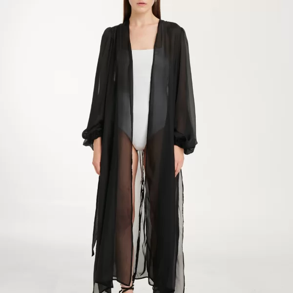 Cutcuutur Sheer Robe In Black