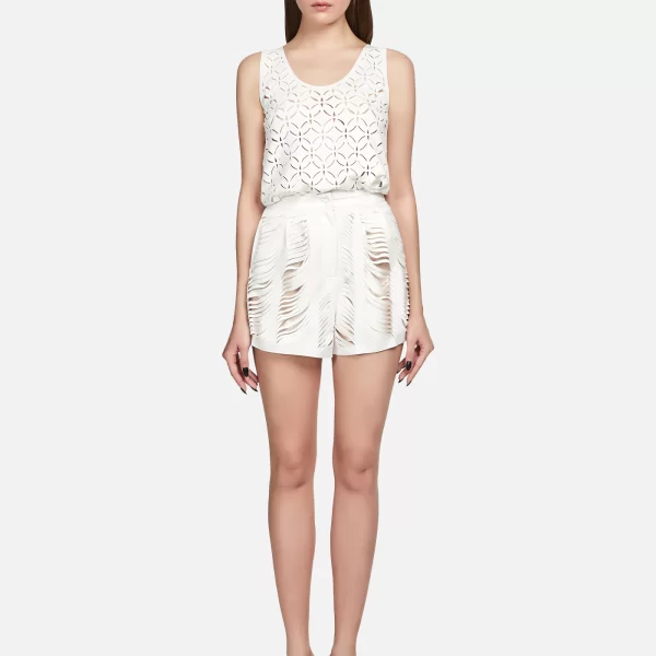 Cutcuutur Shorts In White Crepe