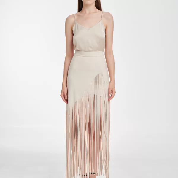 Cutcuutur Maxi Wrap Skirt in Beige