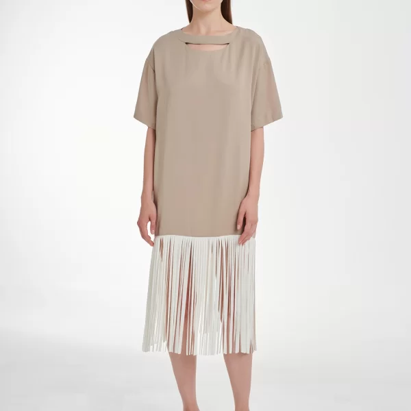 Cutcuutur T-Shirt Dress in Taupe