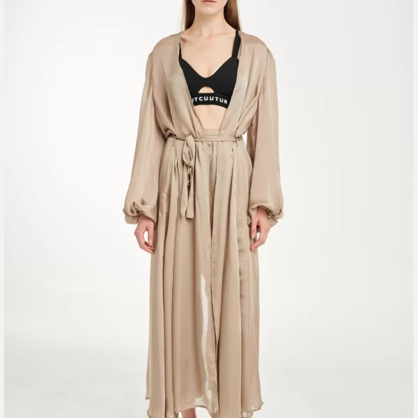 Cutcuutur Sheer Robe In Taupe