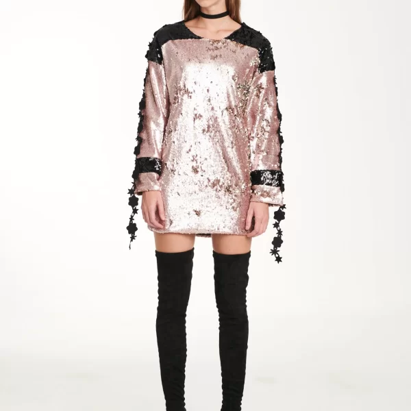 Cutcuutur Sweatshirt Dress In Pink Sequin