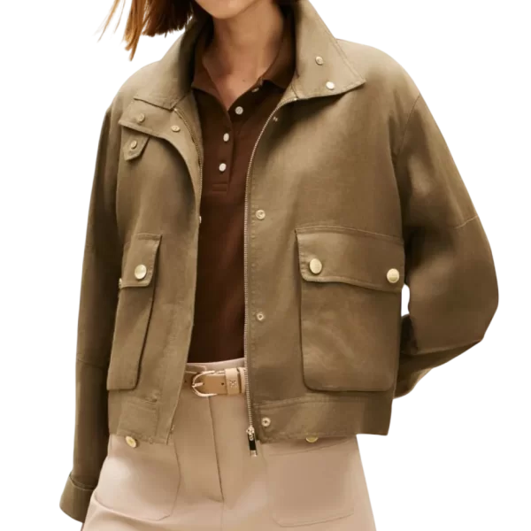 Tommy Hilfiger Γυναικείο Λινό Μπουφάν Λαδί Tommy Hilfiger WW0WW48616-RBU