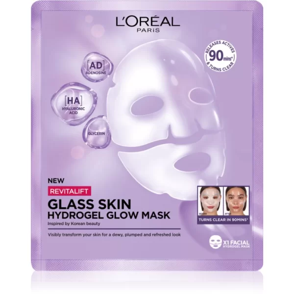 L’ORÉAL PARIS L’Oréal Paris Revitalift Filler Glass Skin μάσκα υδρογέλης με αποτέλεσμα λάμψης 25 γρ