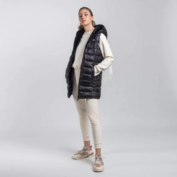Prince Oliver Fashion Γυναικείο Reversible Vest Μαύρο