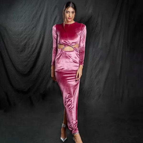 Prince Oliver Γυναικείο Φόρεμα Maxi Μώβ Velvet