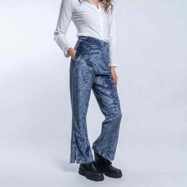 Γυναικείο Παντελόνι Μπλε Velvet