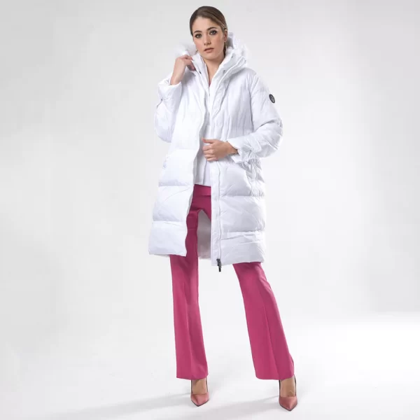 Γυναικείο Padded Jacket Λευκό Μακρύ (Regular Fit) New Arrival