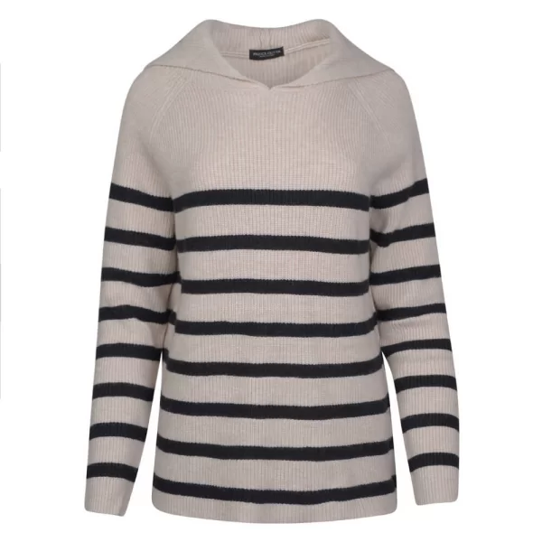 Γυναικείο Πουλόβερ Ριγέ Μπεζ New Arrival