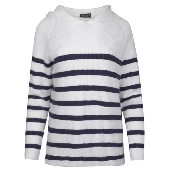 Prince Oliver Γυναικείο Πουλόβερ Ριγέ Λευκό New Arrival