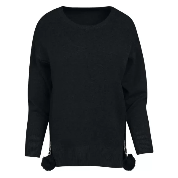 Prince Oliver Γυναικείο Πουλόβερ Μαύρο Με Διακοσμητικά Στοιχεία New Arrival