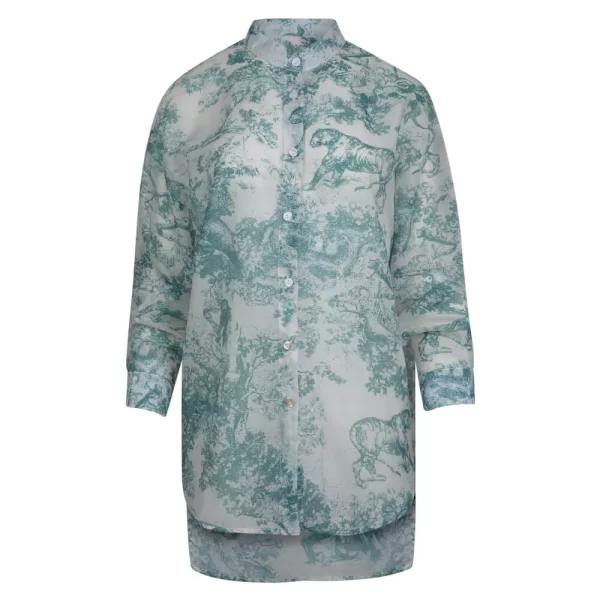 Prince Oliver Prince Oliver Γυναικεία Πουκαμίσα Πράσινη Με Σχέδιο