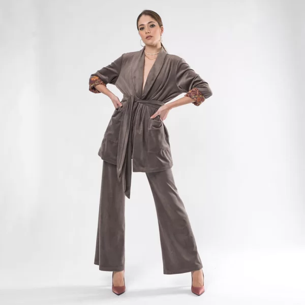 Prince Oliver Mirna Pants.Γυναικείο Παντελόνι Velvet Καφέ