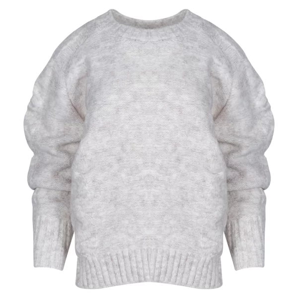 Prince Oliver Γυναικεία Πλεκτή Μπλούζα Round Neck Εκρού